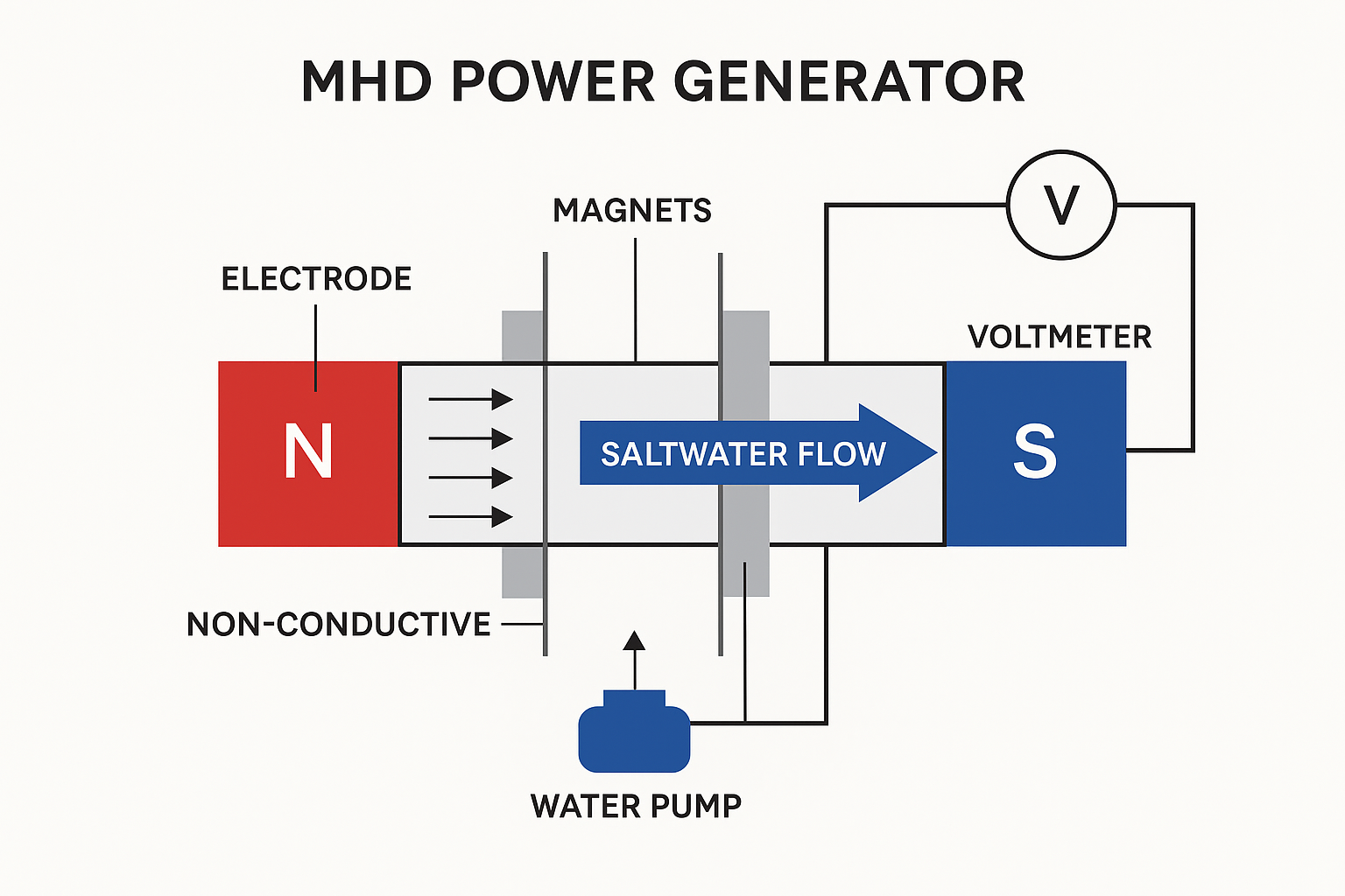Magnetohydrodynamic (MHD) Power Generator: Saltwater-Based Off-Grid Electricity